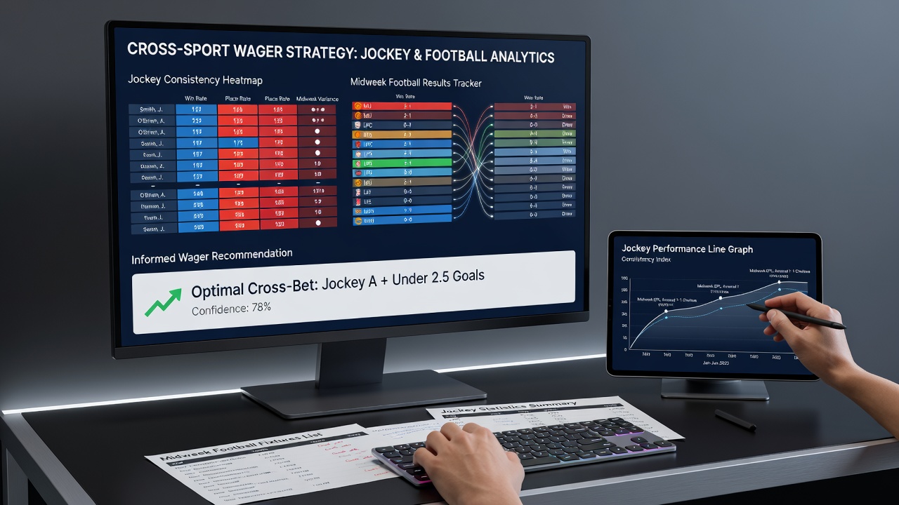 Midweek football match statistics displayed alongside horse racing performance graphs