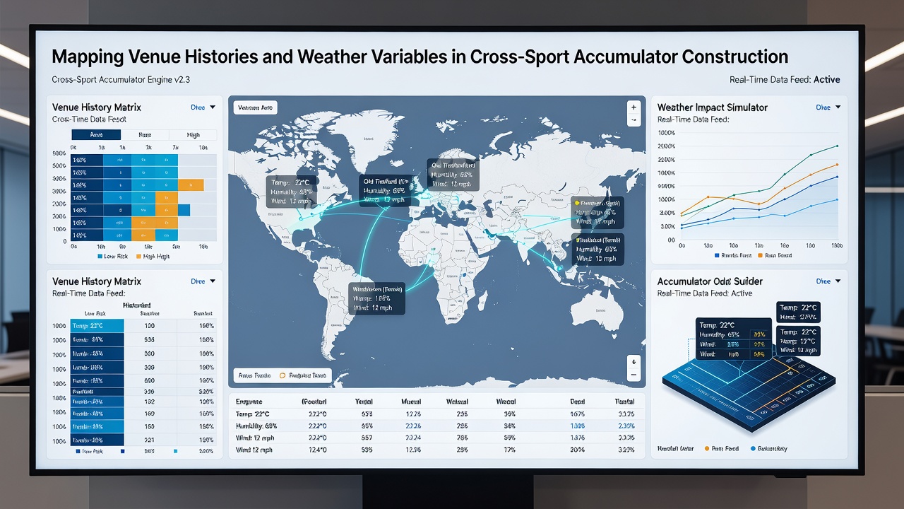 Interactive chart displaying correlations between weather conditions and historical game results at various sports venues